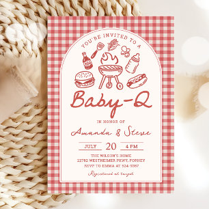Red Baby Q Backyard BBQ Baby Shower Invitation