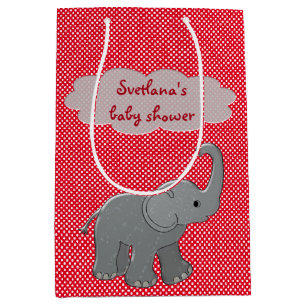 red baby shower elephant medium gift bag