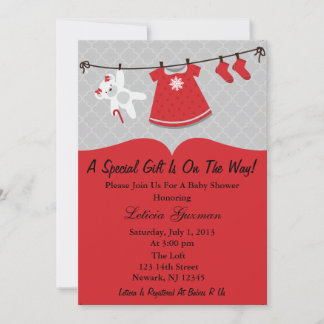 Red Baby Shower Invitation