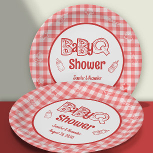 Red BaByQ Baby Shower BBQ Paper Plate