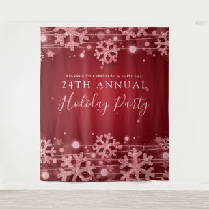 Red Backdrop Corporate Elegant Winter Glam Tapestry
