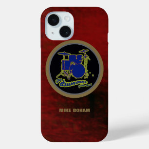 red background blue drum iPhone 15 case