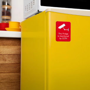 Red Background Camera Surveillance CCTV Fridge Magnet