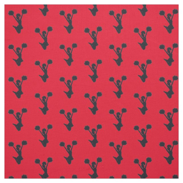 Red Background Cheer Silhouette Smaller Image Fabric (Swatch)