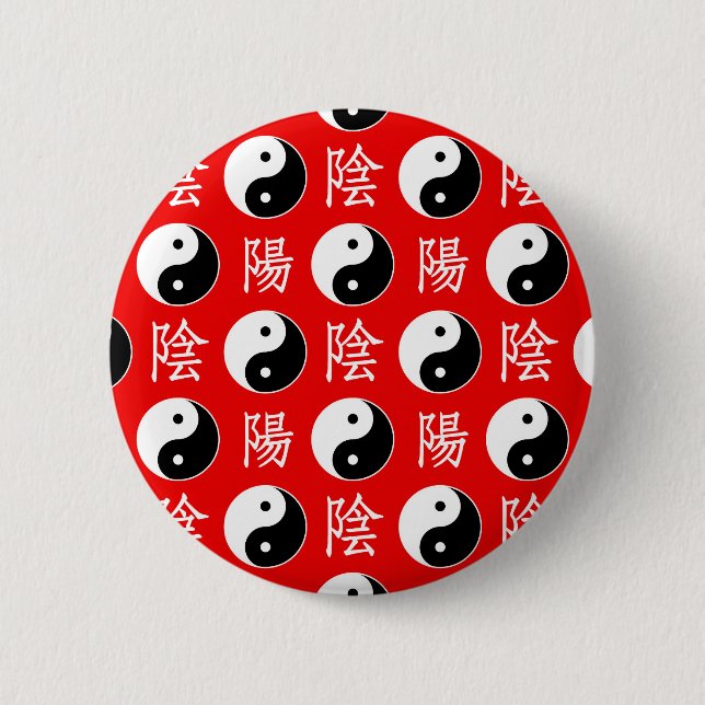 Red Background Chinese Yinyang Pattern 6 Cm Round Badge (Front)