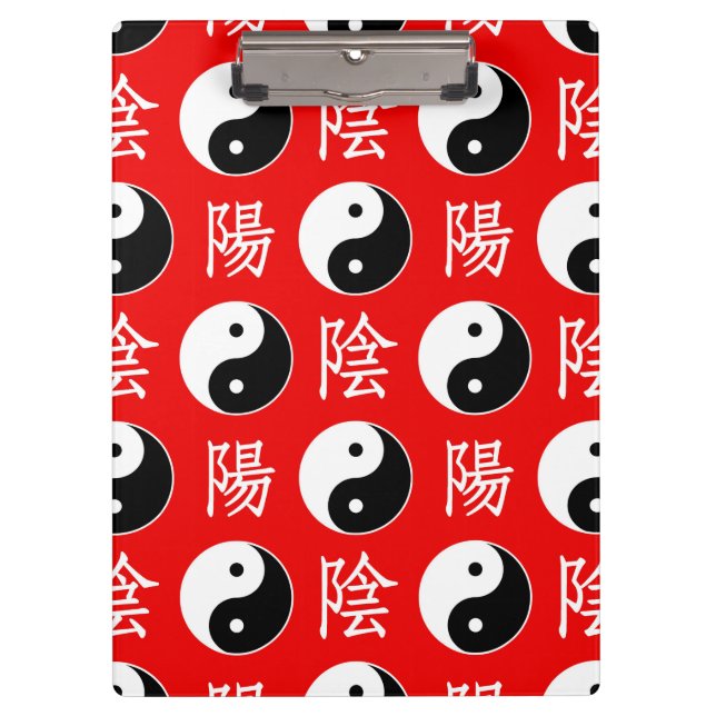 Red Background Chinese Yinyang Pattern Clipboard (Front)