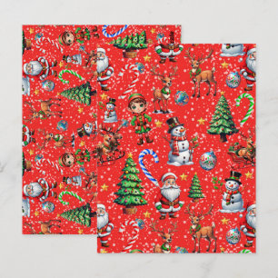Red Background Christmas Decorative Pattern Postcard