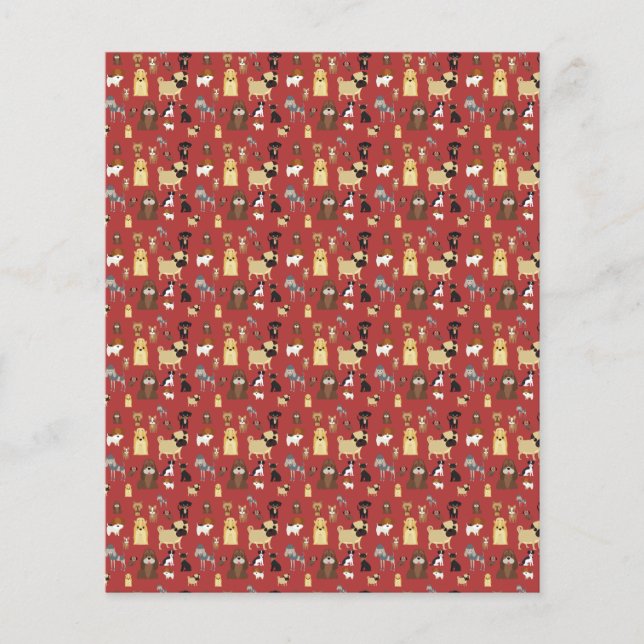 red background dogs pattern. (Front)
