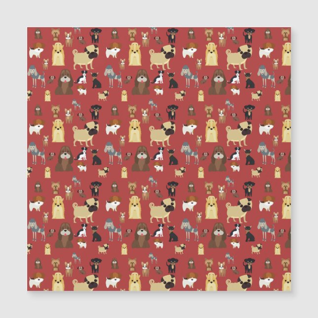 red background dogs pattern. (Front)
