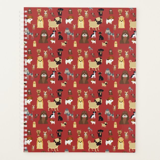 red background dogs pattern. planner (Front)