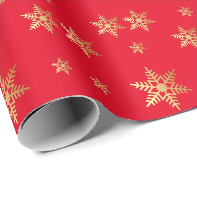 Red background gold stars wrapping paper (Roll Corner)