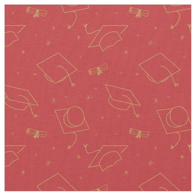 Red Background Graduation Cap Toss Fabric (Close Up)