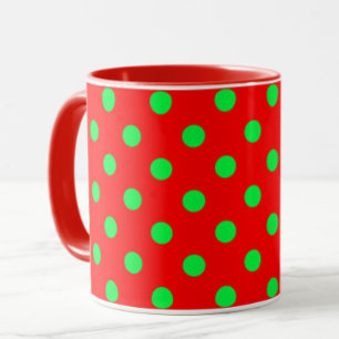 Red Background Green Polka Dots Design Mug