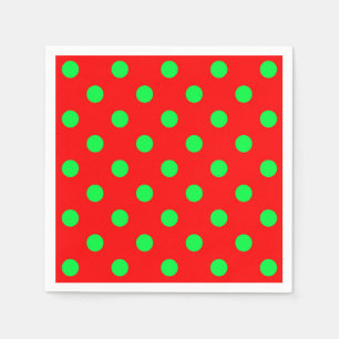 Red Background Green Polka Dots Design Napkin