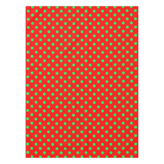 Red Background Green Polka Dots Design  Tablecloth (Front)