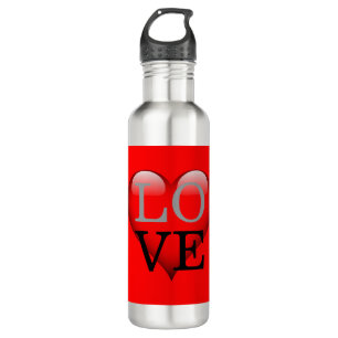Red Background Love Wedding Heart 710 Ml Water Bottle
