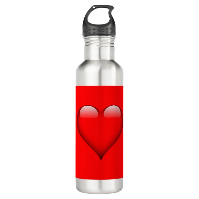 Red Background Love Wedding Heart 710 Ml Water Bottle (Front)