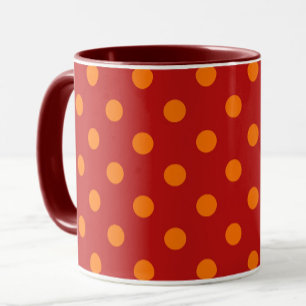 Red Background Orange Polka Dots Design  Mug