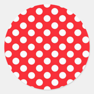 Red Background White Polka Dot Classic Round Sticker