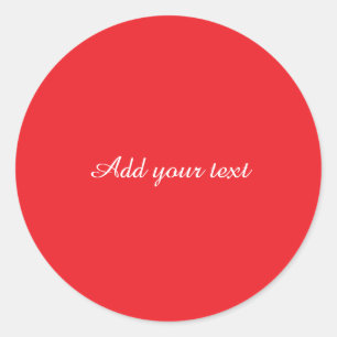 Red background, white text, template classic round sticker