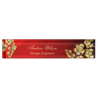 Red background with gold roses personalised