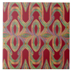 Red background with textured classic design ceramic tile