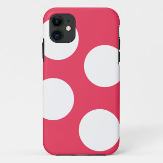 Red Background with White Circles.  Polka Dot  iPhone 11 Case