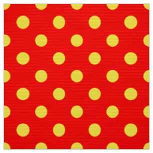 Red Background Yellow Polka Dots Design Fabric
