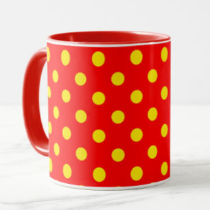 Red Background Yellow Polka Dots Design  Mug