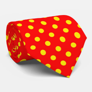 Red Background Yellow Polka Dots Design  Tie