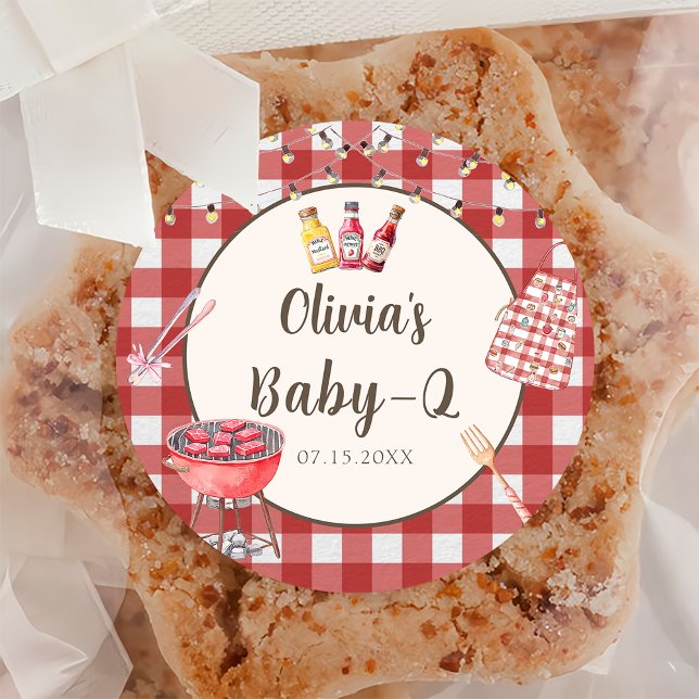 Red Backyard BBQ Baby Q Baby Shower Sticker (Creator Uploaded)