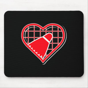 Red Badminton Heart For Badminton Lovers Mouse Pad