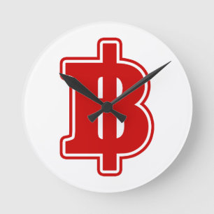 RED BAHT SIGN ฿ Thai Money Currency ฿ Round Clock