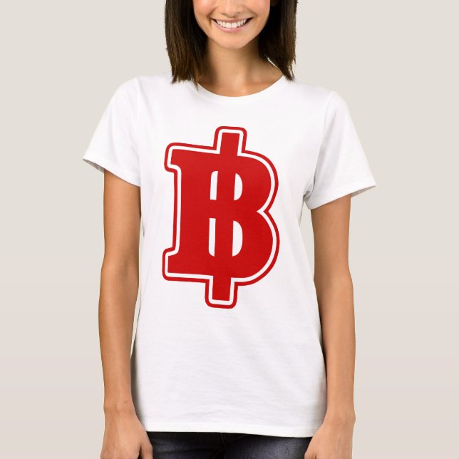 RED BAHT SIGN ฿ Thai Money Currency ฿ T-Shirt (Front)