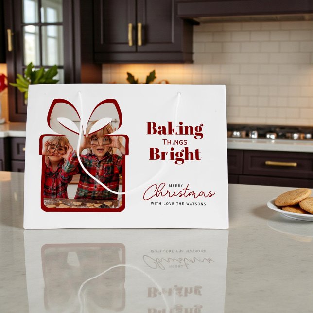 Red Baking Things Bright Christmas Photo Gift Bag (Creator Uploaded)