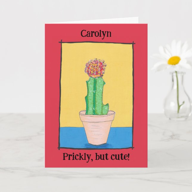 Red ball cactus, prickly but cute, your name card (Small Plant)