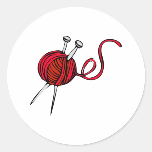 Red Ball of Yarn Classic Round Sticker (Front)
