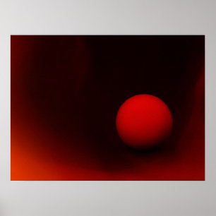 Red ball on dark poster
