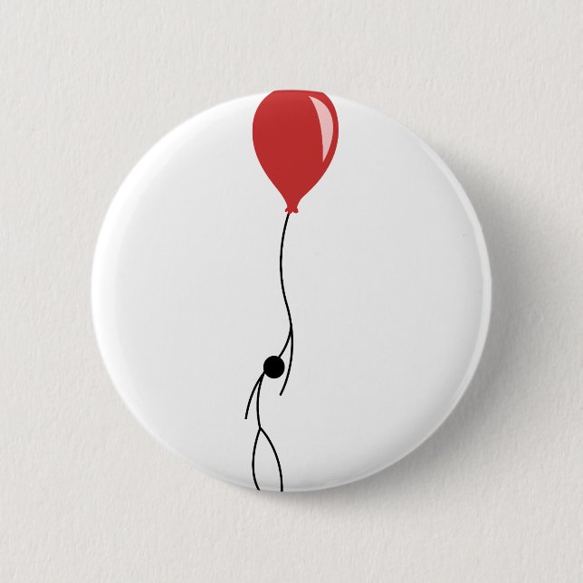 Red balloon 6 cm round badge (Front)