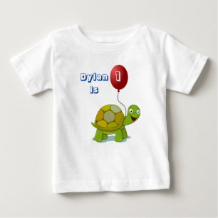 Red Balloon and Turtle Baby Birthday T-Shirt