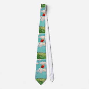 Red Balloon - blue sky beautiful day art Tie