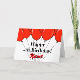 Red balloon bouquet Birthday greeting card