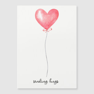 Red Balloon & Bow Sending Hugs Friendship Magnetic