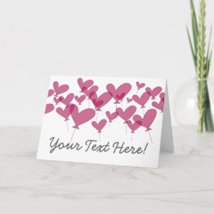 Red balloon hearts greeting card