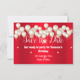 RED BALLOON SAVE THE DATE ANNOUNCEMENT