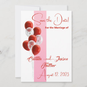 Red Balloons. Elegant Save the Date card 