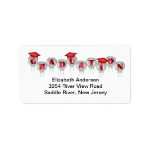 Red Balloons Graduation Address Labels