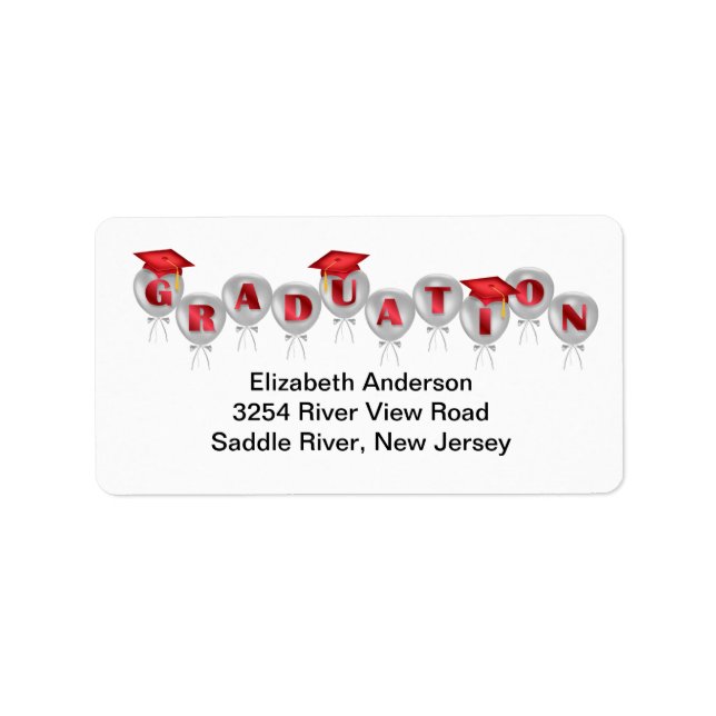 Red Balloons Graduation Address Labels (Front)