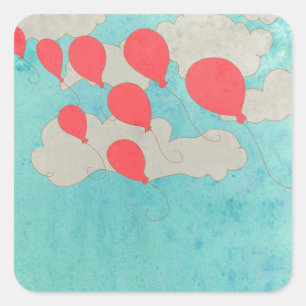 Red Balloons Square Sticker