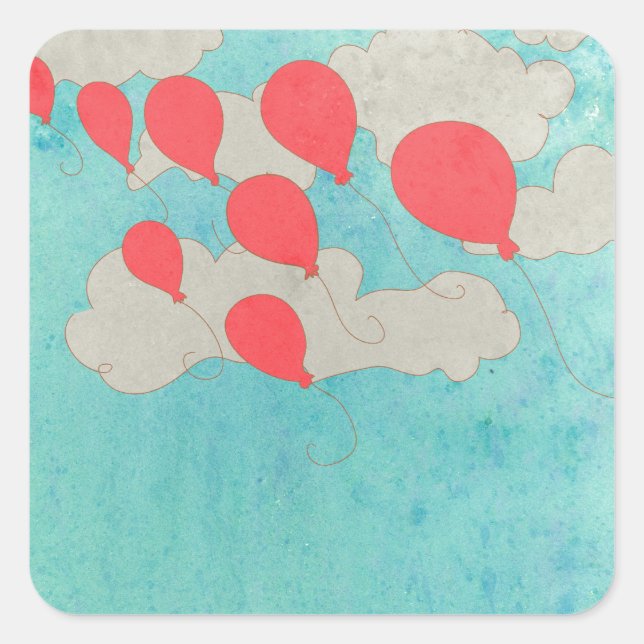 Red Balloons Square Sticker (Front)